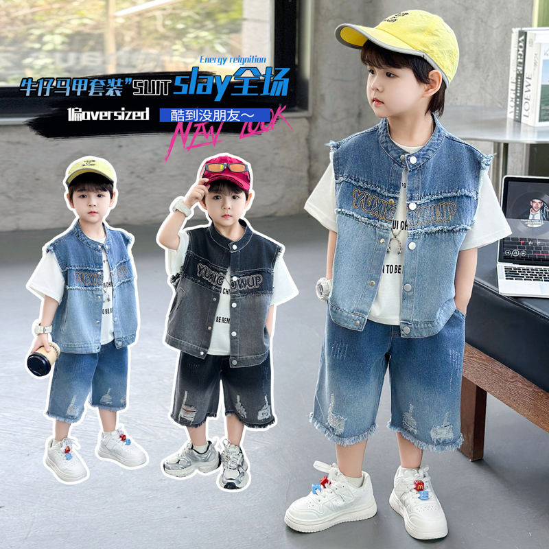 Baby Clothing High Quality - 高品質3ピースサマーアウトフィットセット、ベビーボーイズサイズ2-11歳向け、カジュアルファッションウェア、ベスト、シャツ、ショートパンツ、ジーンズ付き、学生向け