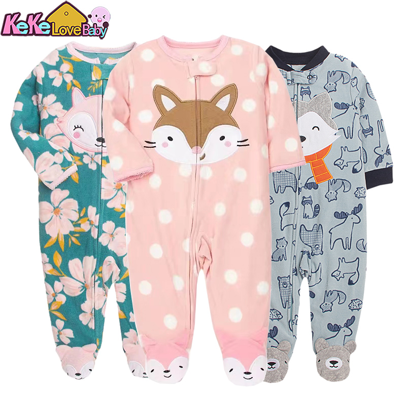 Baby Clothing Zipper - 新生児男の子女の子ロンパース服冬パジャマジッパーフリース秋幼児衣装動物ジャンプスーツ服 0-12 ヶ月新しい