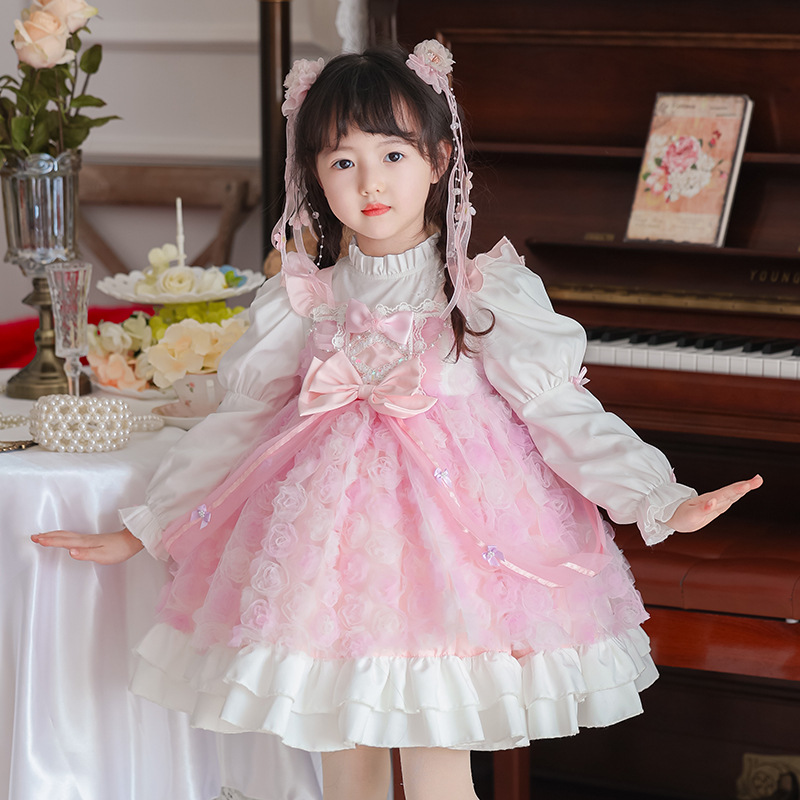 Baby Clothing Quality - 春の子供服女の子高品質パフスリーブプリンセスドレスベビーキッズ甘いかわいいエレガントな花柄ドレス