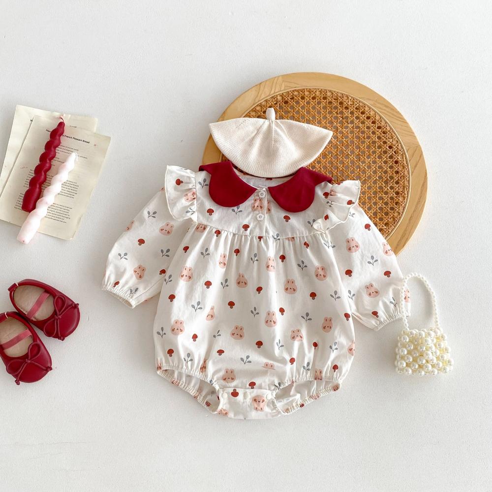 Baby Clothing Quality - かわいいウサギプリントベビージャンプスーツ秋の新しい子供赤ちゃんジャンプスーツ高品質カジュアル新生児漫画服