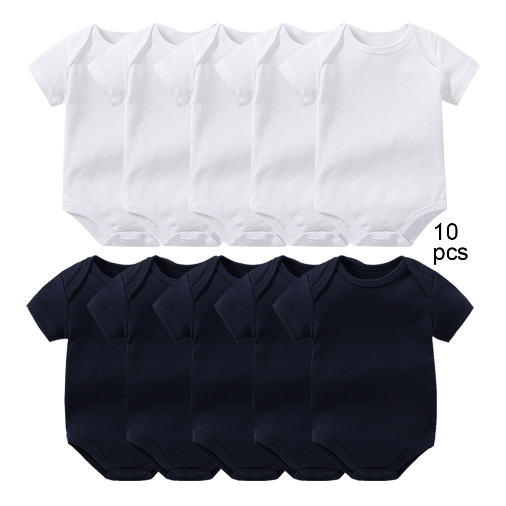Baby Clothing Factory Shop - 10枚入り 厚手ベビーボディスーツ 新生児ジャンプスーツ 夏用ボディスーツ 幼児ジャンパー ベーシックロンパース
