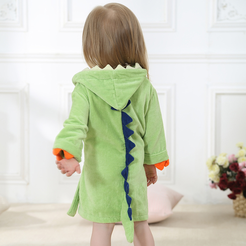Baby Clothing Factory Shop - 綿 100% 厚手の生地子供のバスローブフード付きドラゴン足ベビーバスローブ女の子子供 1-6 歳パジャマパーカーパジャマ