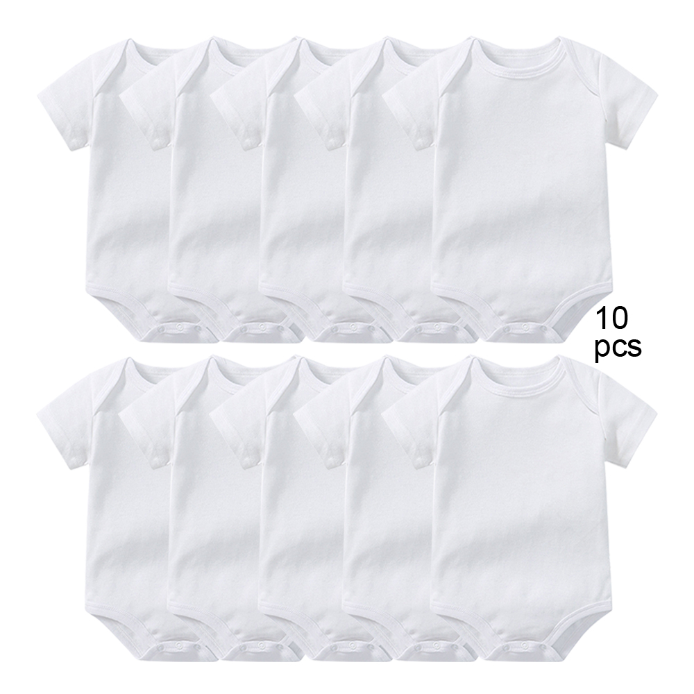Baby Clothing Factory Shop - 10枚入り 厚手コットンベビーボディスーツ 新生児ジャンプスーツ 卸売 夏用幼児ジャンパー ワンピース