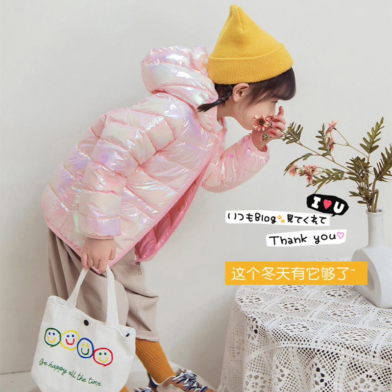 フード付き軽量ダウンジャケット,滑らかな表面生地,暖かいアウ - Baby Clothing Zipper のレビューと価格
