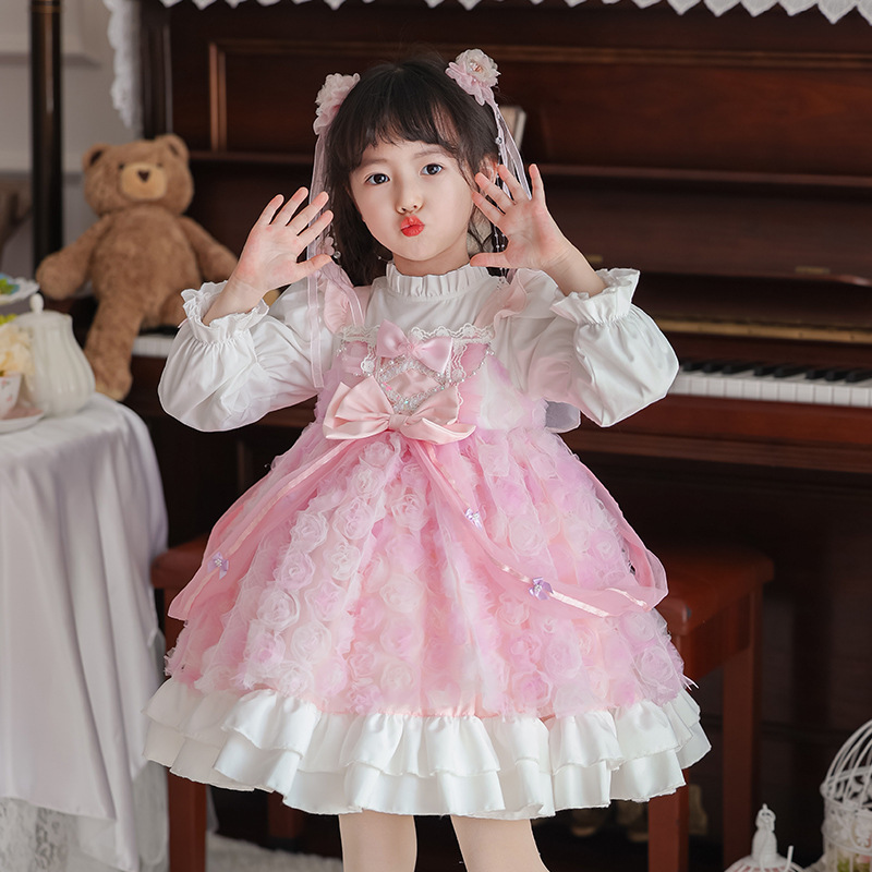 春の子供服女の子高品質パフスリーブプリンセスドレスベビーキッ - Baby Clothing Quality のレビューと価格