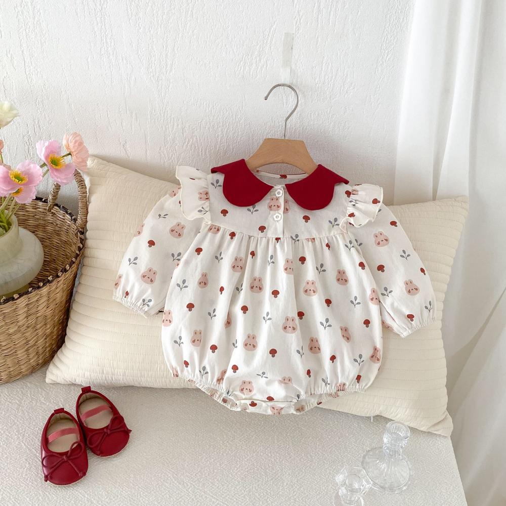 かわいいウサギプリントベビージャンプスーツ秋の新しい子供赤ち - Baby Clothing Quality のレビューと価格