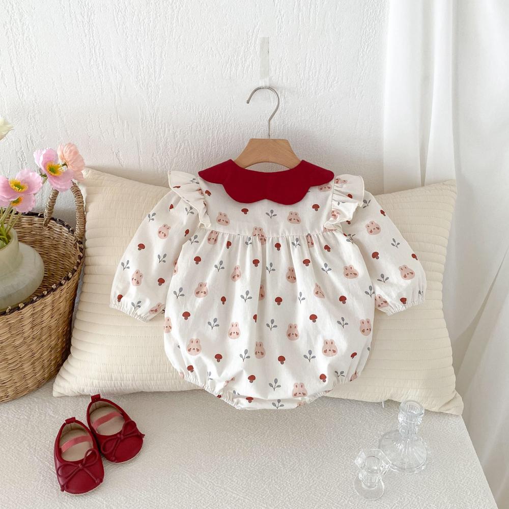 かわいいウサギプリントベビージャンプスーツ秋の新しい子供赤ち - Baby Clothing Quality のレビューと価格