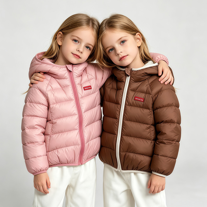 新しいコートフード付き子供男の子女の子ジャケットコート綿入り - Baby Clothing Zipper のレビューと価格