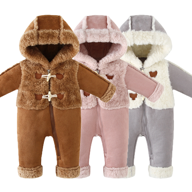 新生児用ジャンプスーツ 秋冬 ベビーロンパース フード付き  - Baby Clothing Zipper のレビューと価格