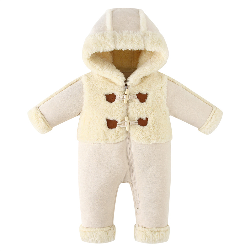新生児用ジャンプスーツ 秋冬 ベビーロンパース フード付き  - Baby Clothing Zipper のレビューと価格