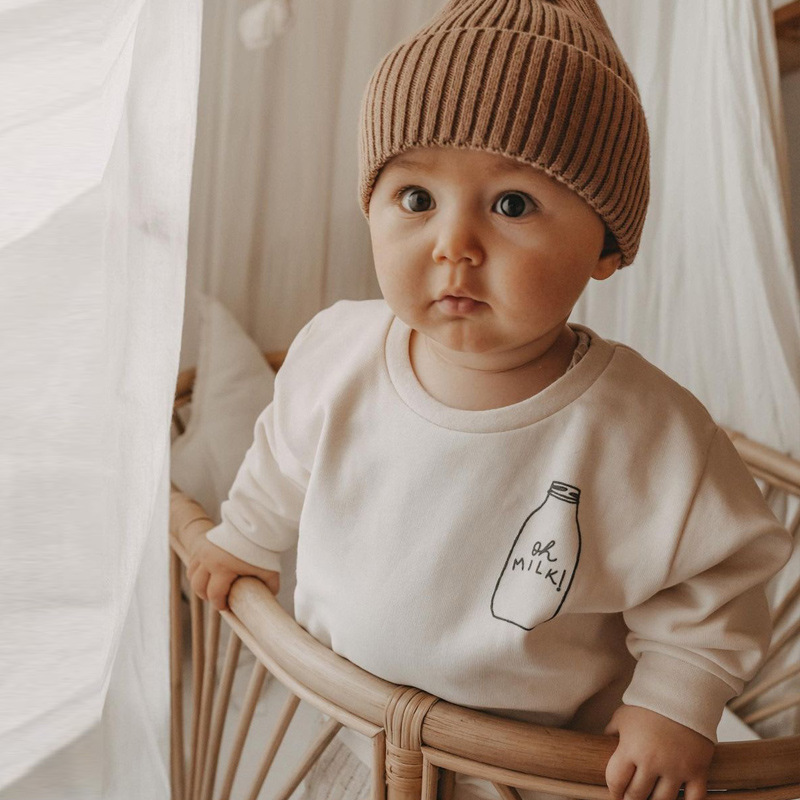 ファッショナブルなベビースウェットシャツ,ラウンドネック,牛 - Baby Clothing Organic のレビューと価格