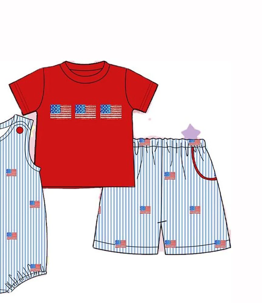 高品質の7月4日キッズ服プリントツーピースセット、米国旗柄の - Baby Clothing High Quality のレビューと価格