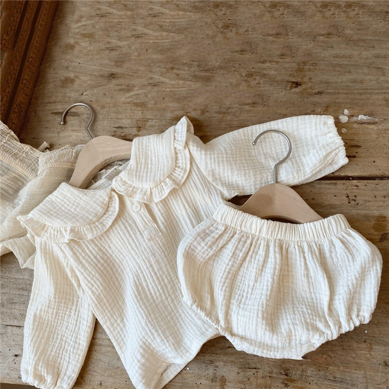 女の子のためのオーガニックコットンの衣服,フリルの襟と長袖の - Baby Clothing Organic のレビューと価格