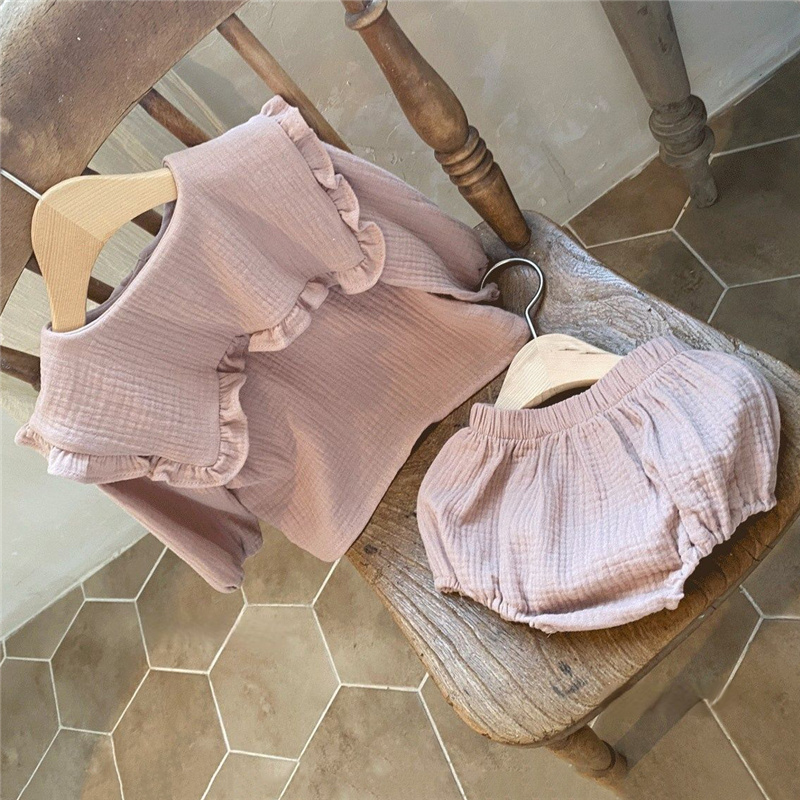 女の子のためのオーガニックコットンの衣服,フリルの襟と長袖の - Baby Clothing Organic のレビューと価格