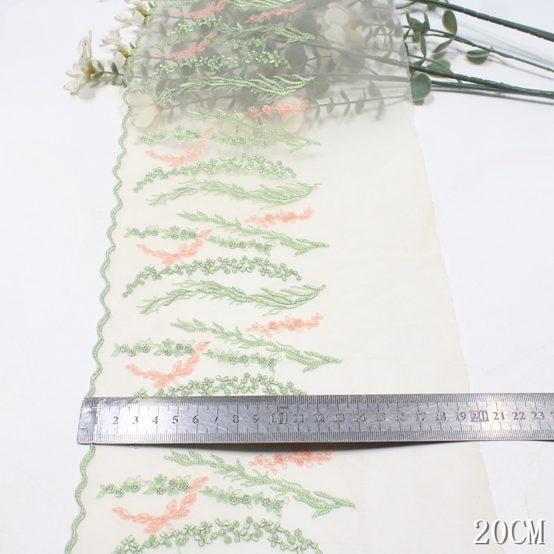 1ロット/31ヤード高品質ヌードソフトチュール花柄刺繍レース - Baby Clothing Quality のレビューと価格