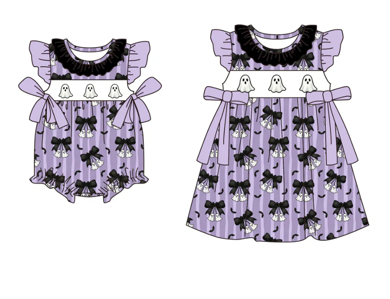 高品質のハロウィン子供服パープルゴーストバットプリント女の赤 - Baby Clothing High Quality のレビューと価格