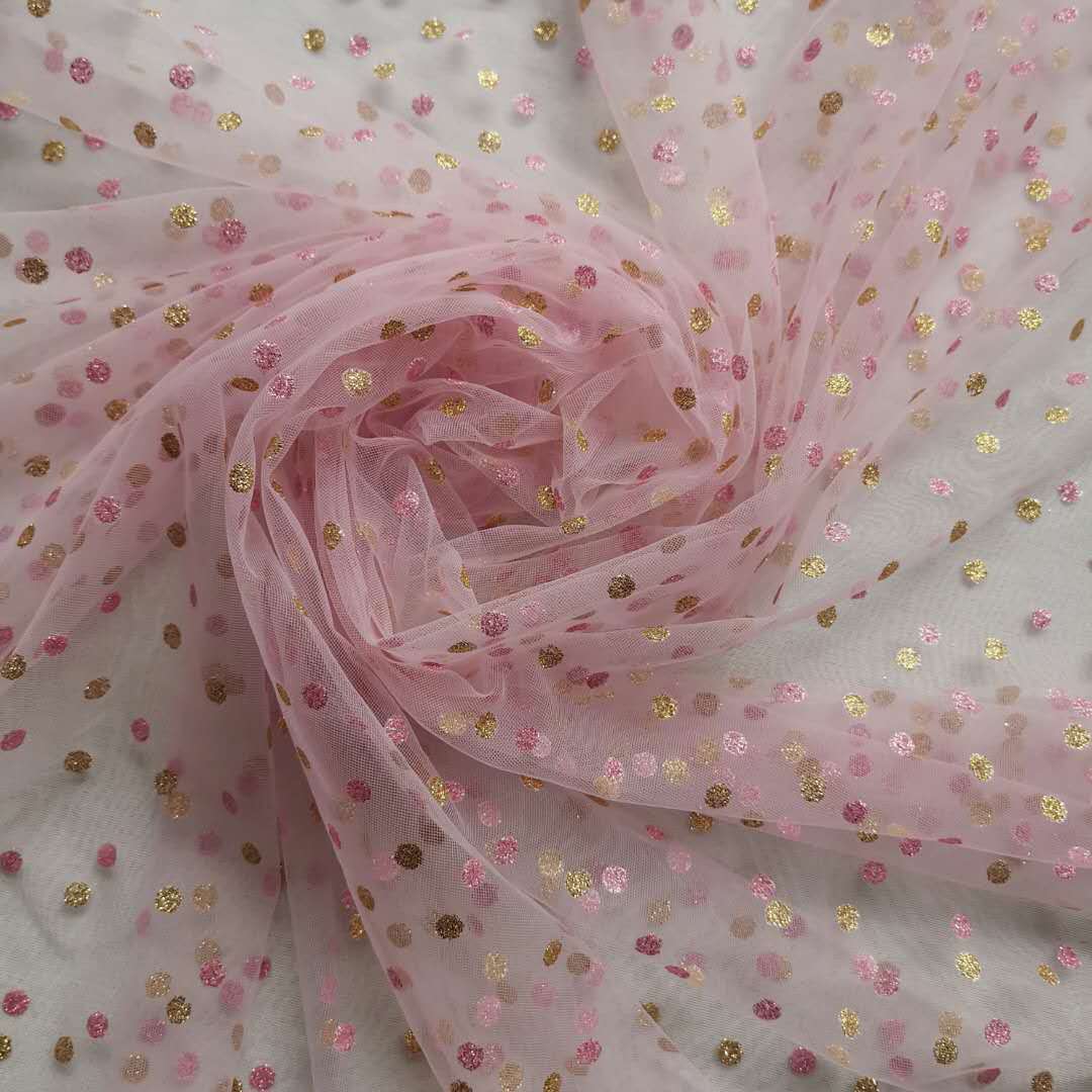 0.5 メートルカラフルな水玉グリッタープリントメッシュ生地 - Baby Clothing Organic のレビューと価格